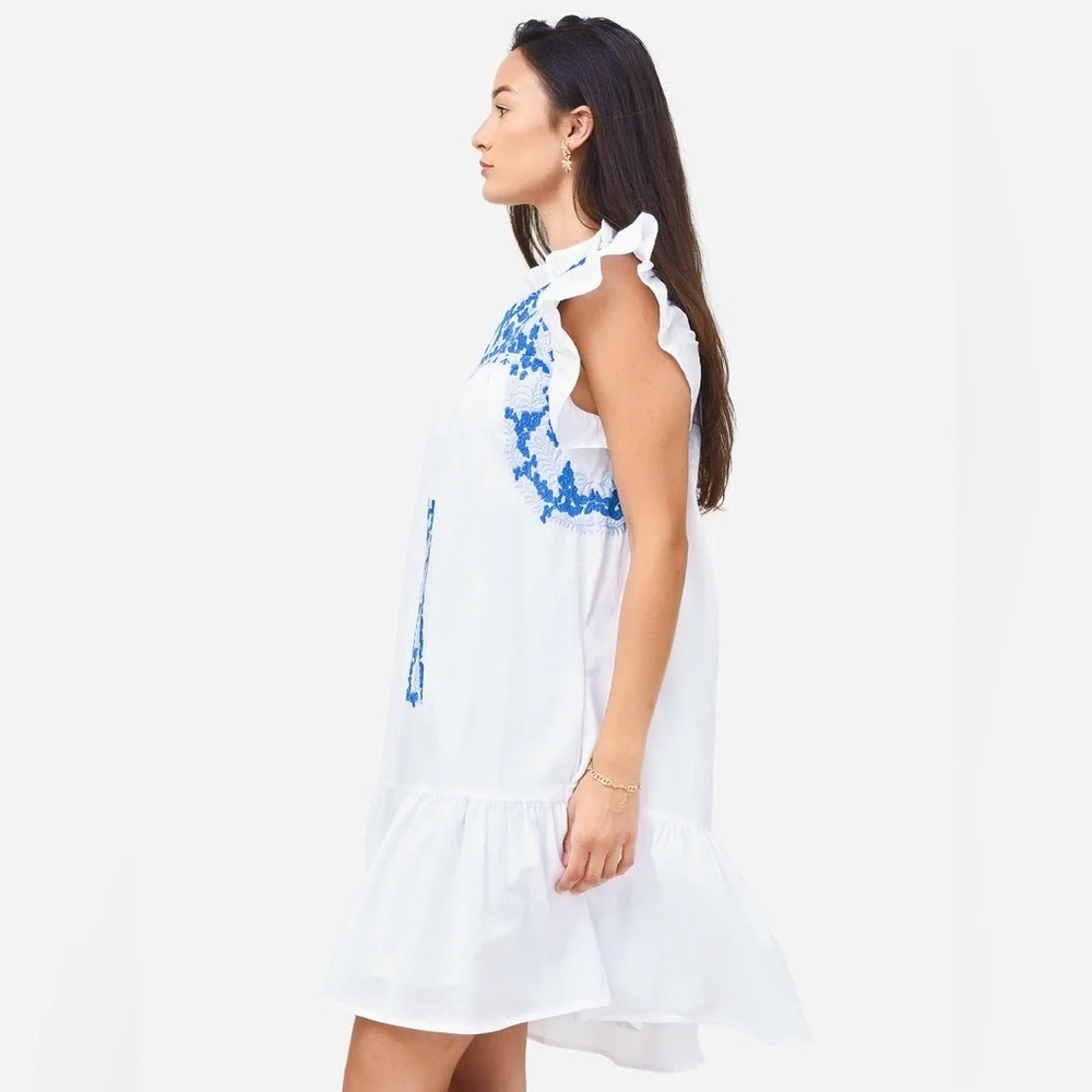 J. Marie M Boho Embroidered Dress blue white perfect condition smoke pet free - Picture 8 of 9